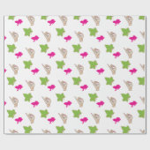 Papier Cadeau Célébrations assez roses et vertes (Plat)