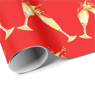 Papier Cadeau Célébrez le pain grillé en verre de Champagne d
