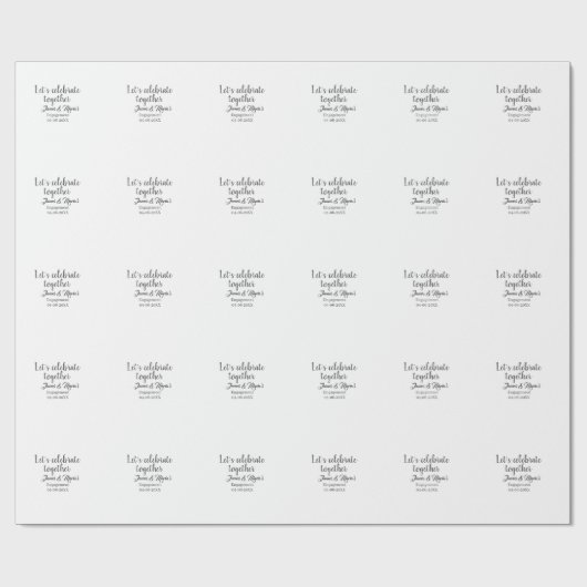 Papier Cadeau Célébrons ensemble la fête de fiançailles nom date (Plat)