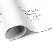 Papier Cadeau Célébrons ensemble la fête de fiançailles nom date (Coin rond)