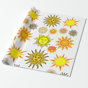 Papier Cadeau céleste Happy sun faces bande dessinée clipart