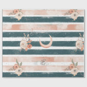 Papier Cadeau Céleste Rustique Rayure Lune Soleil Terreuse (3) (Plat)