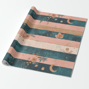 Papier Cadeau Céleste Rustique Rayure Lune Soleil Terreux (6)