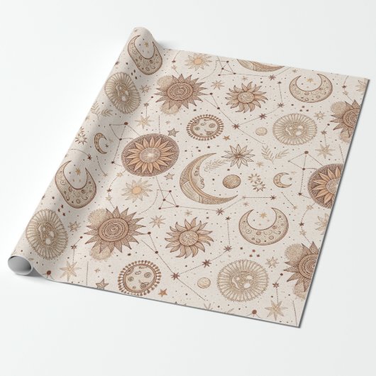 Papier Cadeau Celestial Botanical Pattern (2) (Déroulé)