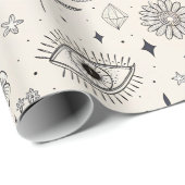 Papier Cadeau Celestial Botanical Pattern (3) (Coin rond)