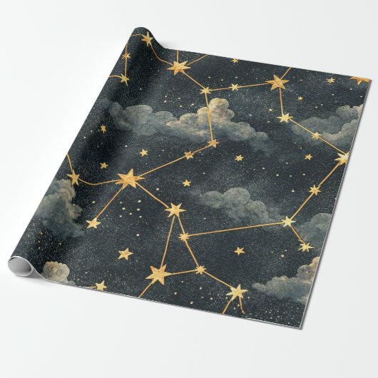 Papier Cadeau Celestial Constellation Star Pattern (1) (Déroulé)