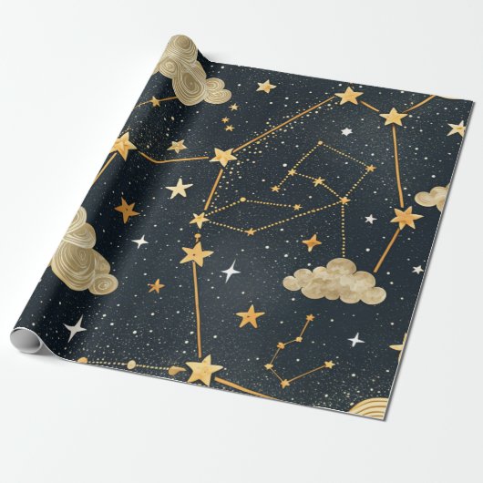 Papier Cadeau Celestial Constellation Star Pattern (2) (Déroulé)