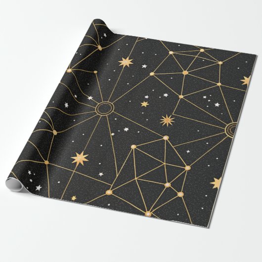 Papier Cadeau Celestial Constellation Star Pattern (3) (Déroulé)