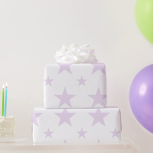 Papier Cadeau Celestial Girly Pastel Purple Stars Pattern Spring (Cadeaux de fête)