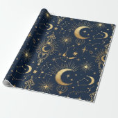 Papier Cadeau Celestial Gold Wrapping Paper (Déroulé)