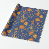 Papier Cadeau Celestial Hand Drawn Pattern - Wrapping Paper Roll (Déroulé)
