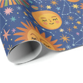 Papier Cadeau Celestial Hand Drawn Pattern - Wrapping Paper Roll (Coin rond)