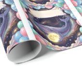 Papier Cadeau Celestial Moon Gift Wrapping Paper (Coin rond)