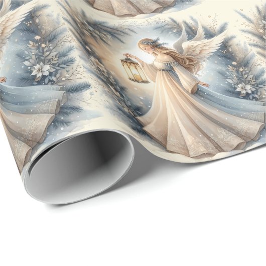 Papier Cadeau Celestial Winter Angel Lantern of Peace (Coin rond)