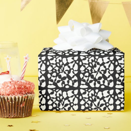 Papier Cadeau Cells Abstraction Black White (Fête d'anniversaire)
