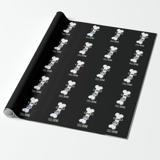 Papier Cadeau Cellule Os Funny Cellule Téléphone Pun Dark BG (Déroulé)