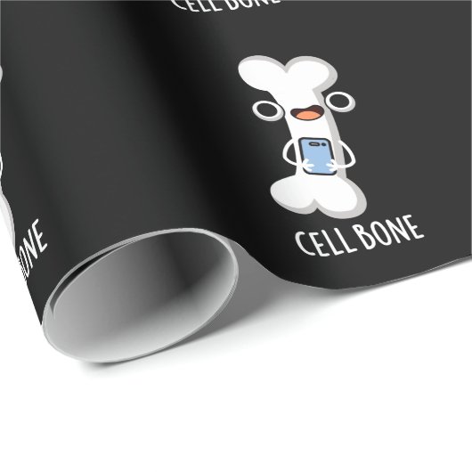Papier Cadeau Cellule Os Funny Cellule Téléphone Pun Dark BG (Coin rond)