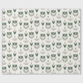 Papier Cadeau Celtique irlandais Floral Botanique Vert Beige (Plat)
