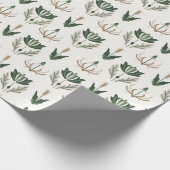 Papier Cadeau Celtique irlandais Floral Botanique Vert Beige (Coin)