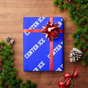 Papier Cadeau CENTRE DE LA GLACE Texte Blanc Athlétique Gras Sur