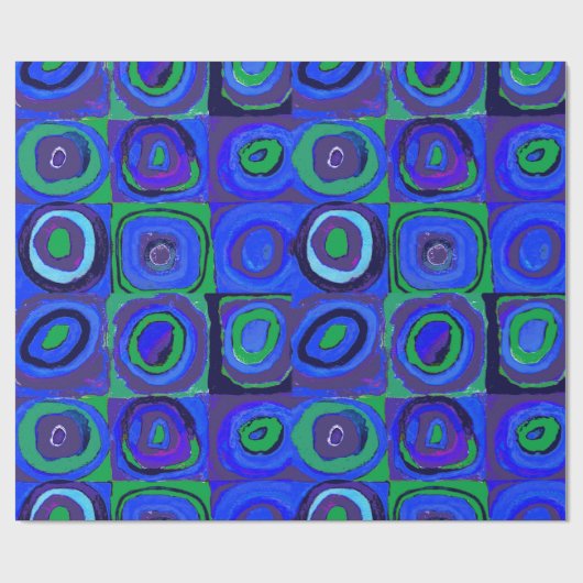 Papier Cadeau Cercle Carré Kandinsky Farbstudie Blue Quadrate (Plat)