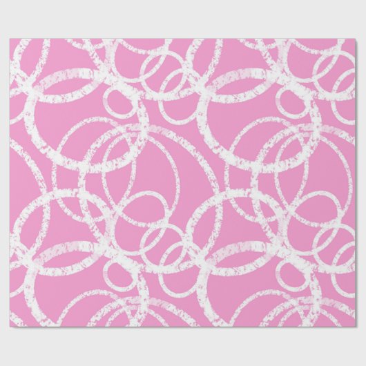 Papier Cadeau Cercle ovale moderne rose blanc (Plat)