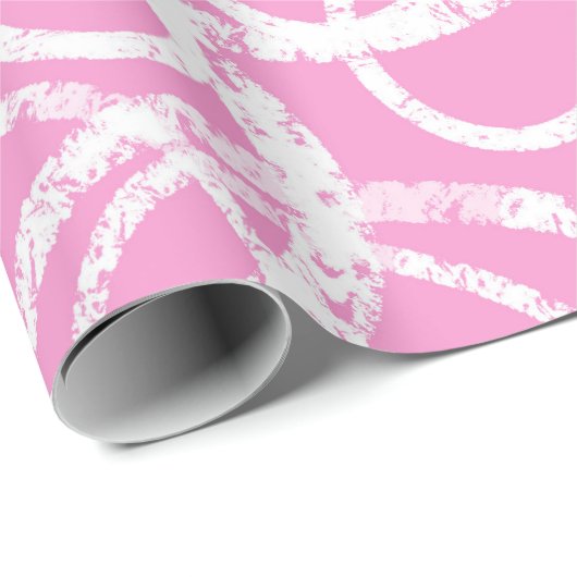 Papier Cadeau Cercle ovale moderne rose blanc (Coin rond)