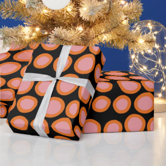 Papier Cadeau Cercle Polka Point Imprimer Motif orange et rose