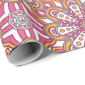 Papier Cadeau Cercle rose et jaune Mandala (Coin rond)