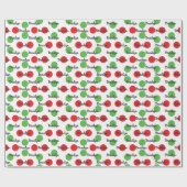 Papier Cadeau Cercle rouge et vert Nom personnalisé (Plat)