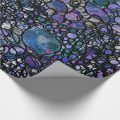 Papier Cadeau Cercles abstraits dessinés à la main, bleus, viole (Coin)