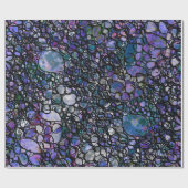 Papier Cadeau Cercles abstraits dessinés à la main, bleus, viole (Plat)