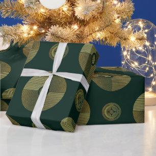 Papier Cadeau Cercles Art Déco Luxe Or Moderne