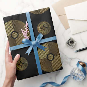 Papier Cadeau Cercles Art Déco Luxe Or Moderne