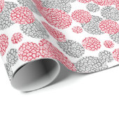 Papier Cadeau Cercles avec imprimé léopard gris et rouge (Coin rond)