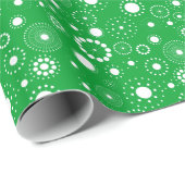 Papier Cadeau Cercles blancs et verts Motif géométrique (Coin rond)