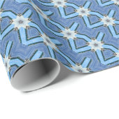 Papier Cadeau cercles blancs géométriques sur bleu (Coin rond)