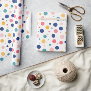 Papier Cadeau cercles colorés motifs mignons pois