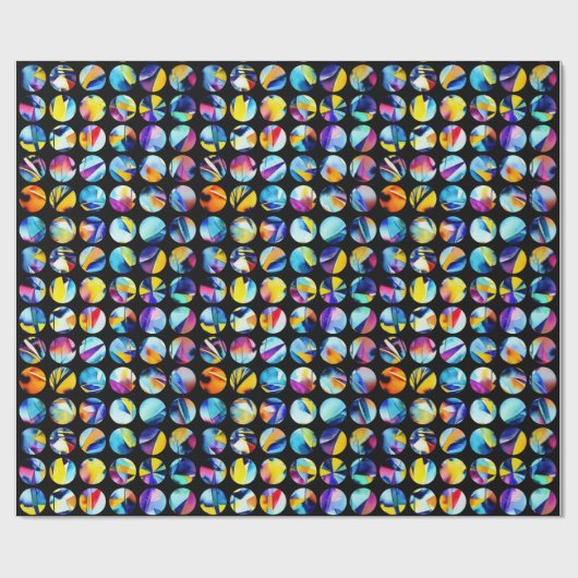 Papier Cadeau Cercles colorés sur fond noir (Plat)