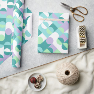 Papier Cadeau Cercles de motif d'art chic sarcelle bleu vert men