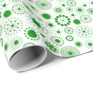 Papier Cadeau Cercles de Parties scintillant vert et blanc Motif