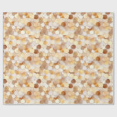Papier Cadeau Cercles de pièces marron crème or (Plat)