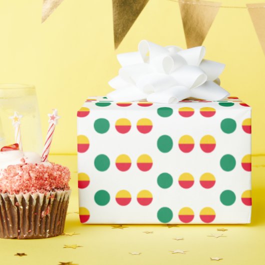 Papier Cadeau Cercles de points rouges jaunes verts simples (Fête d'anniversaire)