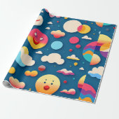 Papier Cadeau Cercles de sourire 3D Motif arc-en-ciel (Déroulé)