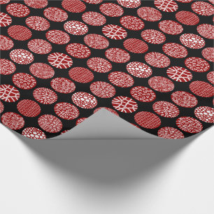 Papier Cadeau Cercles décoratifs - Rouge rubis et noir
