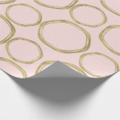 Papier Cadeau Cercles dorés et rose timide Moderne Tendance (Coin)