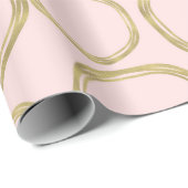 Papier Cadeau Cercles dorés et rose timide Moderne Tendance (Coin rond)