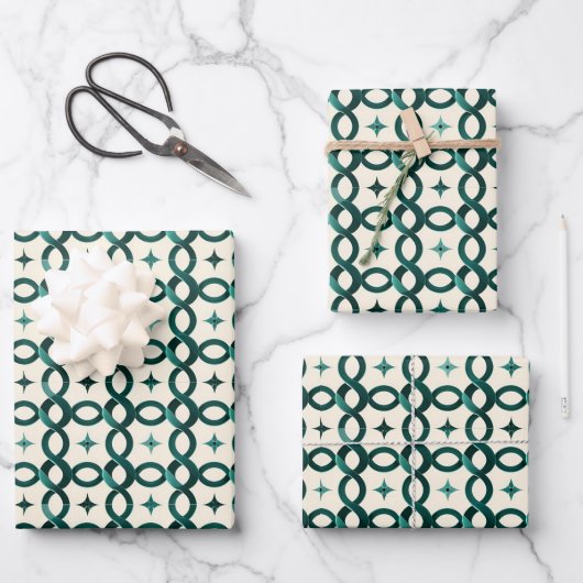 Papier cadeau cercles entrelacés émeraude Un raffi (Recto)