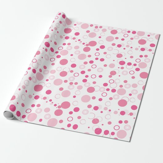Papier Cadeau Cercles Et Points Rose Design Modernes (Déroulé)