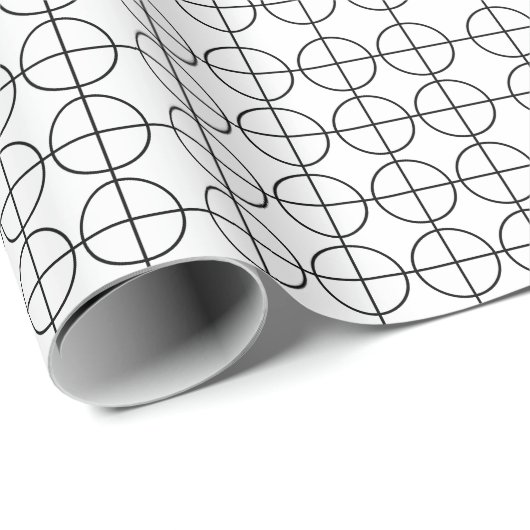 Papier Cadeau Cercles et Rayures Noir et Blanc (Coin rond)